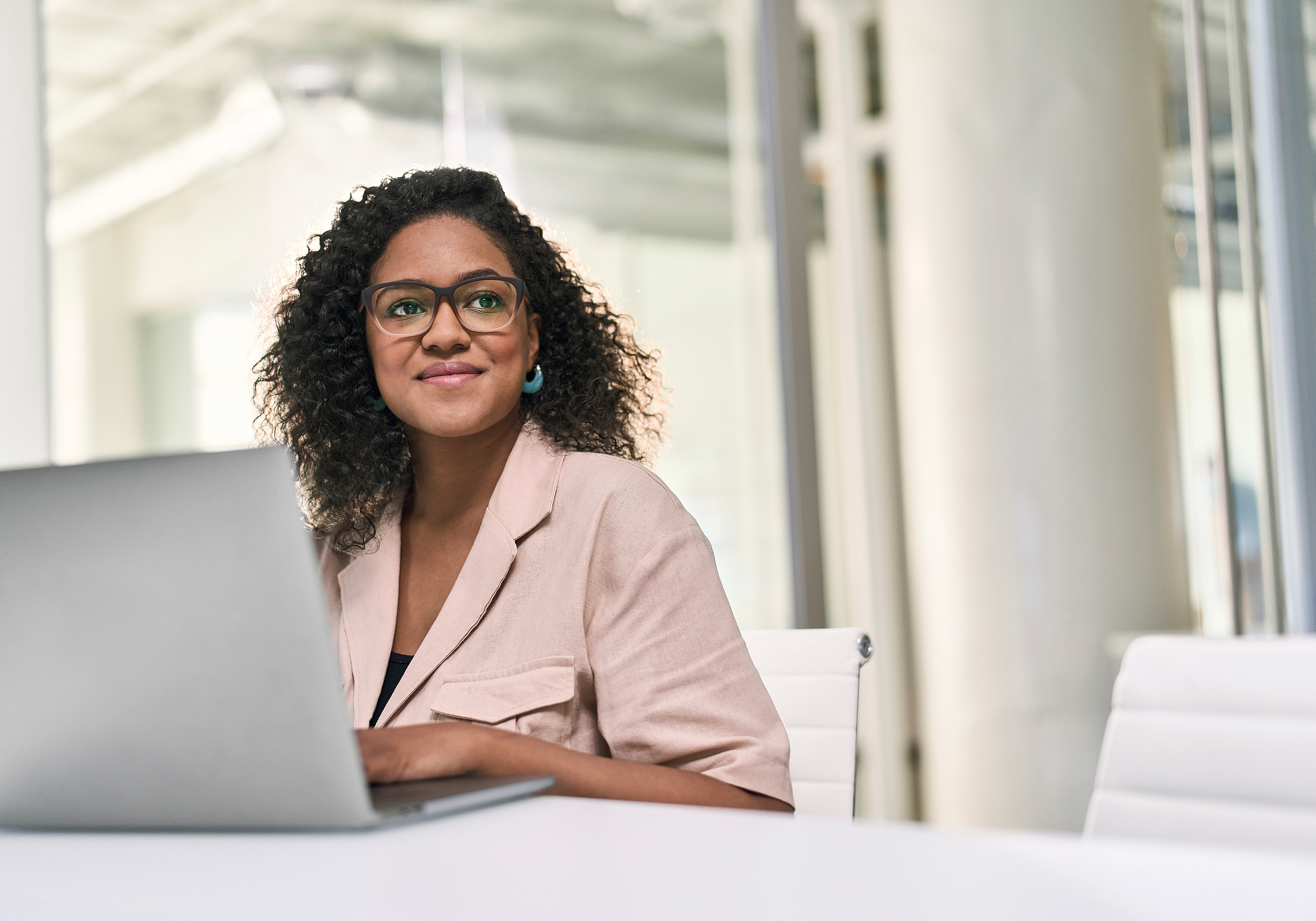 woman using computer